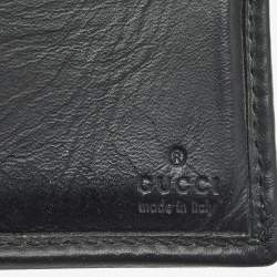 مملوكة مسبقًا محفظة غوتشي جلد غوتشيسيما أسود ثنائية الطية