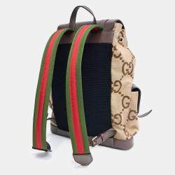 مملوكة مسبقًا Gucci Beige Multicolor Canvas and Leather Jumbo GG Backpack (678829)