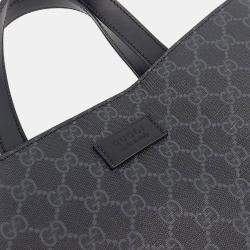 Pre Owned Gucci Black PVC Soft GG Supreme Tote and Shoulder Bag (495559)