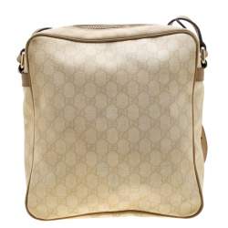 مملوكة مسبقًا Gucci Beige GG Supreme Canvas and Leather Messenger Bag
