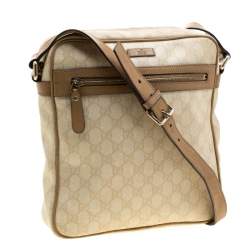 مملوكة مسبقًا Gucci Beige GG Supreme Canvas and Leather Messenger Bag