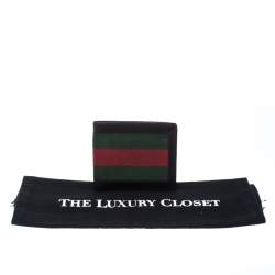 Gucci Brown Web Canvas and Leather Bifold Wallet