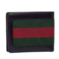 Gucci Brown Web Canvas and Leather Bifold Wallet