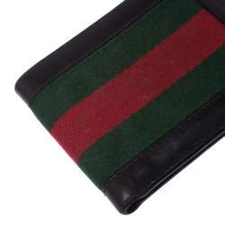 Gucci Brown Web Canvas and Leather Bifold Wallet