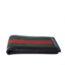 Gucci Brown Web Canvas and Leather Bifold Wallet