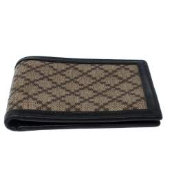 Gucci Beige/Black Diamante Canvas and Leather Bi Fold Wallet