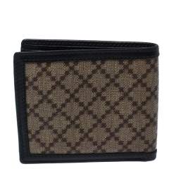 Gucci Beige/Black Diamante Canvas and Leather Bi Fold Wallet