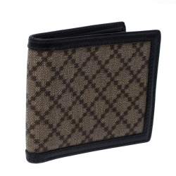 Gucci Beige/Black Diamante Canvas and Leather Bi Fold Wallet