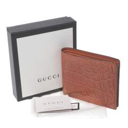 Gucci Orange Crocodile Bifold Wallet