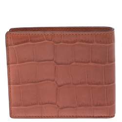 Gucci Orange Crocodile Bifold Wallet