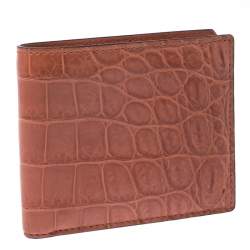 Gucci Orange Crocodile Bifold Wallet