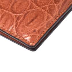 Gucci Orange Crocodile Bifold Wallet