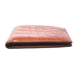 Gucci Orange Crocodile Bifold Wallet
