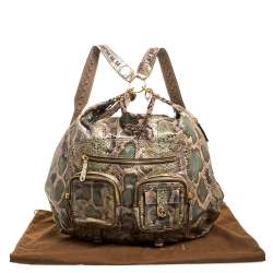 Pre Owned Gucci Beige/Green Python Large Darwin Convertible Backpack