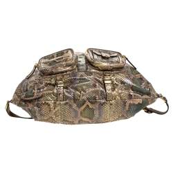 Pre Owned Gucci Beige/Green Python Large Darwin Convertible Backpack
