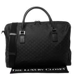 Gucci Black GG Nylon Weekender Travel Bag