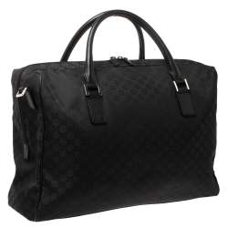 Gucci Black GG Nylon Weekender Travel Bag