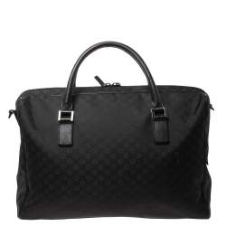 Gucci Black GG Nylon Weekender Travel Bag