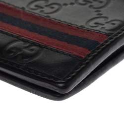Gucci Black Guccissima Leather Web Bifold Wallet