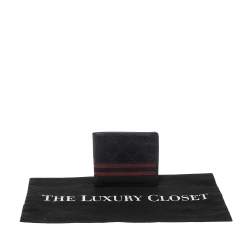 Gucci Black Guccissima Leather Web Bifold Wallet