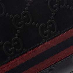 Gucci Black Guccissima Leather Web Bifold Wallet