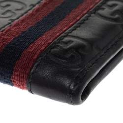 Gucci Black Guccissima Leather Web Bifold Wallet