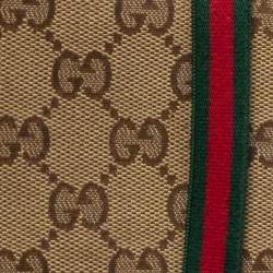مملوكة مسبقًا محفظة غوتشي كانفاس جي جي بيج/بني ثنائية الطي