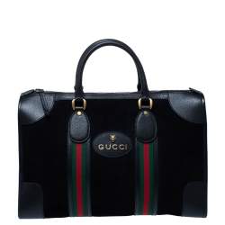 Gucci Black Suede and Leather Neo Vintage Web Duffle Bag Gucci