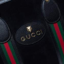 مملوكة مسبقًا Gucci Black Suede and Leather Neo Vintage Web Duffle Bag