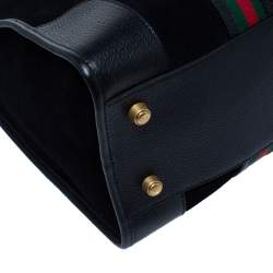 مملوكة مسبقًا Gucci Black Suede and Leather Neo Vintage Web Duffle Bag