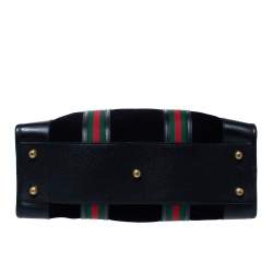 مملوكة مسبقًا Gucci Black Suede and Leather Neo Vintage Web Duffle Bag