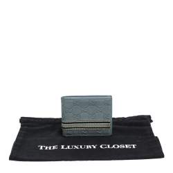 Pre Owned Gucci Blue Guccissima Leather Web Bifold Wallet