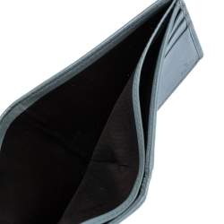 Pre Owned Gucci Blue Guccissima Leather Web Bifold Wallet