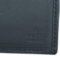Pre Owned Gucci Blue Guccissima Leather Web Bifold Wallet