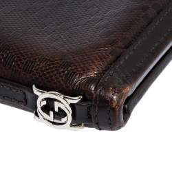 Pre Owned Gucci Dark Brown Diamante Leather Bifold Wallet