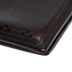 Pre Owned Gucci Dark Brown Diamante Leather Bifold Wallet