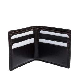 Pre Owned Gucci Dark Brown Diamante Leather Bifold Wallet
