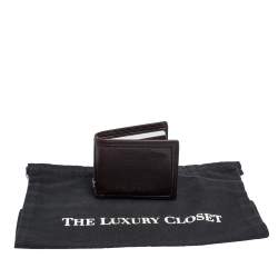 Pre Owned Gucci Dark Brown Diamante Leather Bifold Wallet