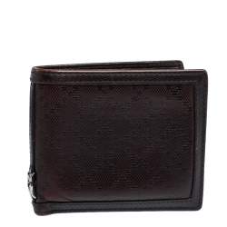 Pre Owned Gucci Dark Brown Diamante Leather Bifold Wallet