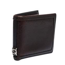 Pre Owned Gucci Dark Brown Diamante Leather Bifold Wallet
