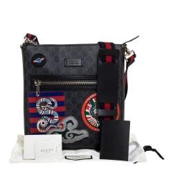 مملوكة مسبقًا Gucci Black GG Supreme Coated Canvas and Leather Night Courrier Messenger Bag
