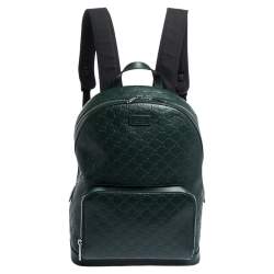 GUCCI GG Signature Leather Backpack Bag Black 406370-US