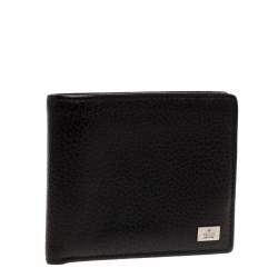 Gucci Black Leather Logo Plaque Bifold Compact Wallet