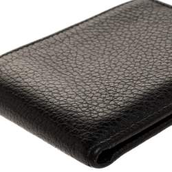 Gucci Black Leather Logo Plaque Bifold Compact Wallet