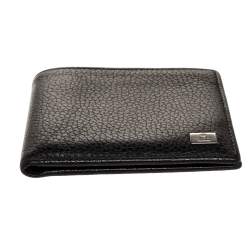 Gucci Black Leather Logo Plaque Bifold Compact Wallet