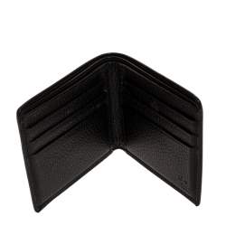 Gucci Black Leather Logo Plaque Bifold Compact Wallet