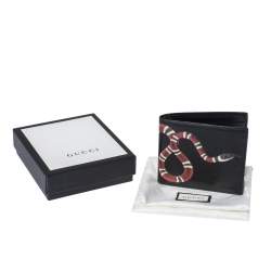 Gucci Black Leather Kingsnake Bifold Wallet