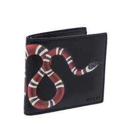 Gucci Black Leather Kingsnake Bifold Wallet