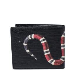 Gucci Black Leather Kingsnake Bifold Wallet