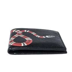 Gucci Black Leather Kingsnake Bifold Wallet